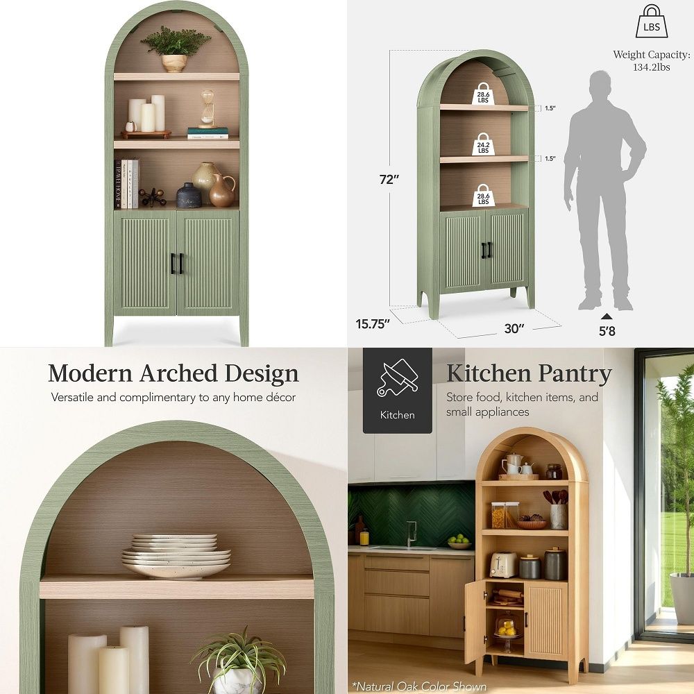 Storage & Organization - 71 inç Yüksekliğinde Kavisli Mutfak Kiler