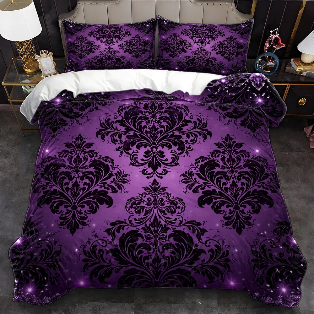 Duvet Cover Sets With Zipper - Hafif Lüks Çiçek Desenli 3 Parçalı