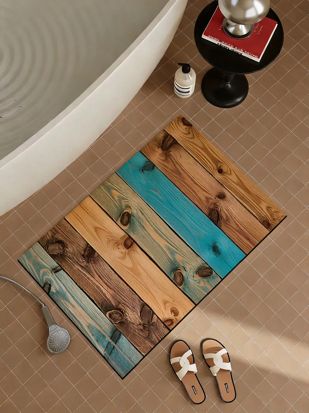 Quick Dry Diatomite Bath Mat - Vintage Geri Dönüştürülmüş Ahşap Diatomit Banyo