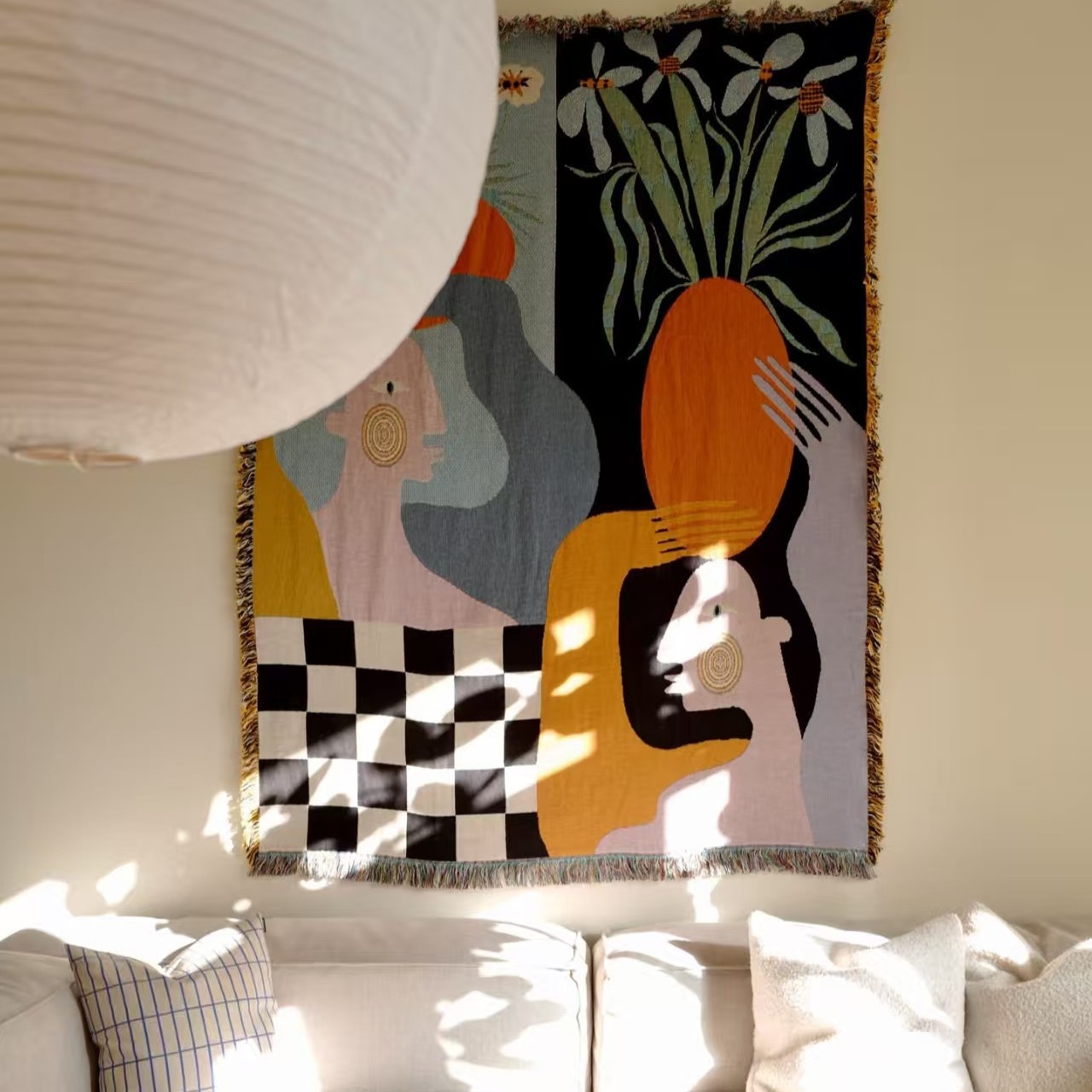 Modern Soyut Sanat Gobleni Boh - Boho Throw Blanket Fringe incelemesi ve fiyatı