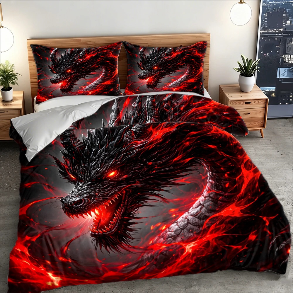3 Parçalı Koyu Ejderha Desenli - Duvet Cover Sets With Zipper incelemesi ve fiyatı