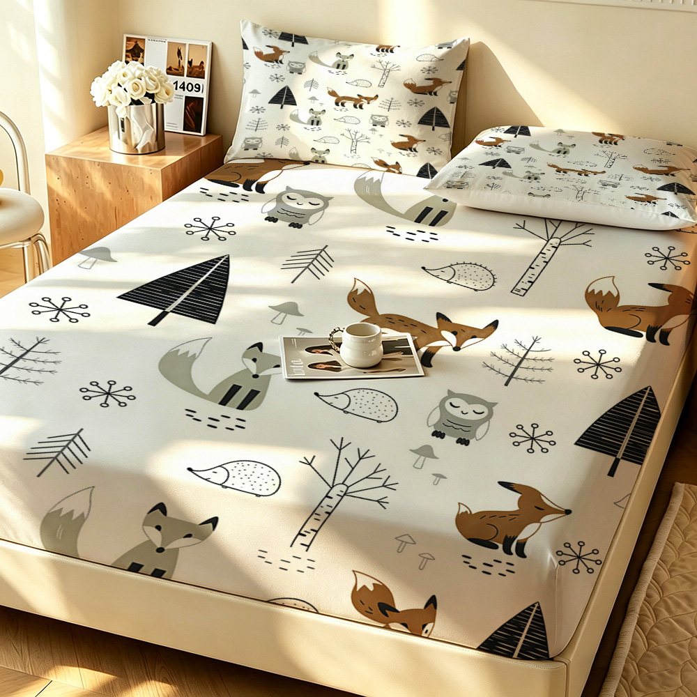 Orman Tilkisi Baykuş Çam Desen - Fitted Bed Sheets Deep Pocket incelemesi ve fiyatı