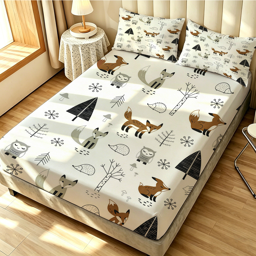 Orman Tilkisi Baykuş Çam Desen - Fitted Bed Sheets Deep Pocket incelemesi ve fiyatı