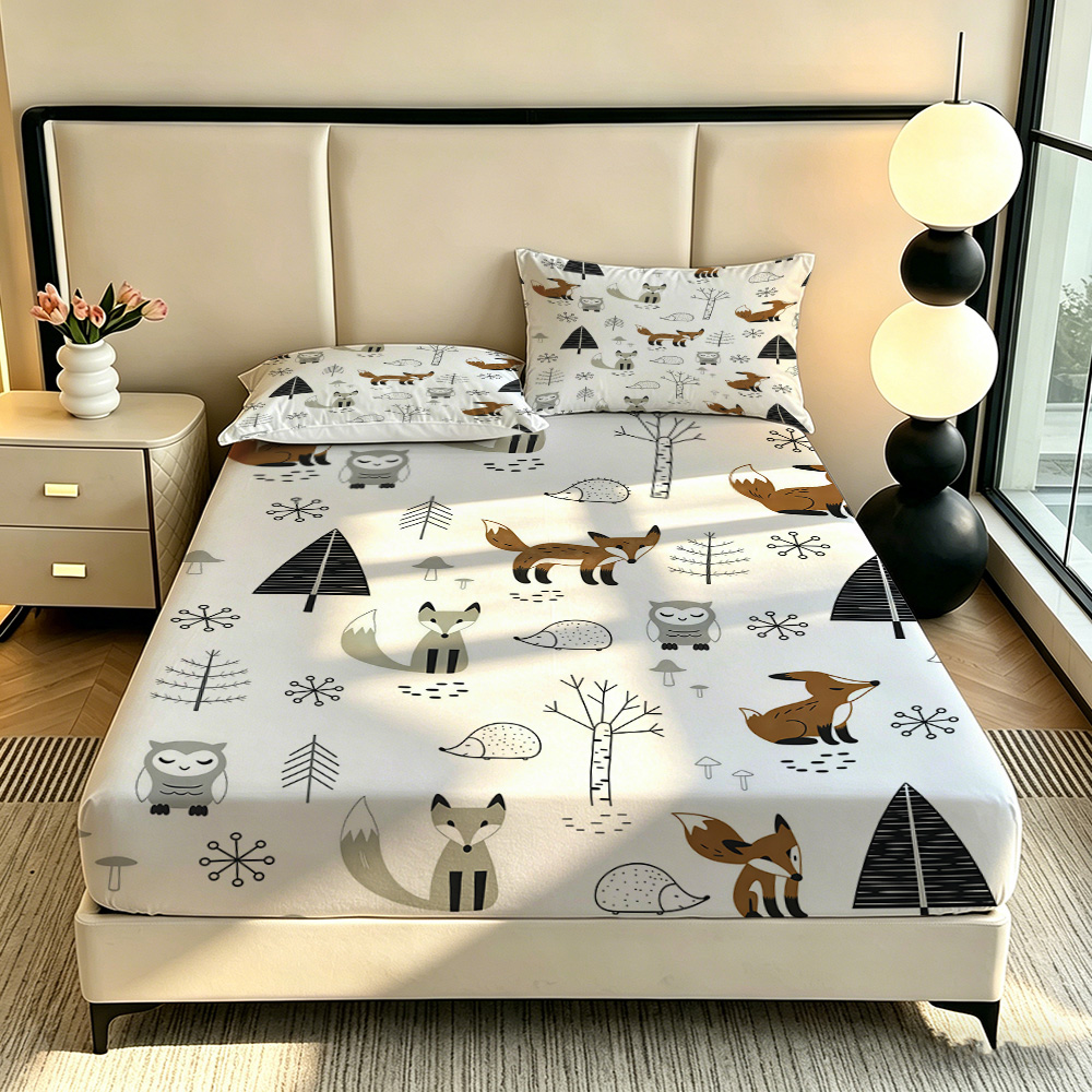 Orman Tilkisi Baykuş Çam Desen - Fitted Bed Sheets Deep Pocket incelemesi ve fiyatı