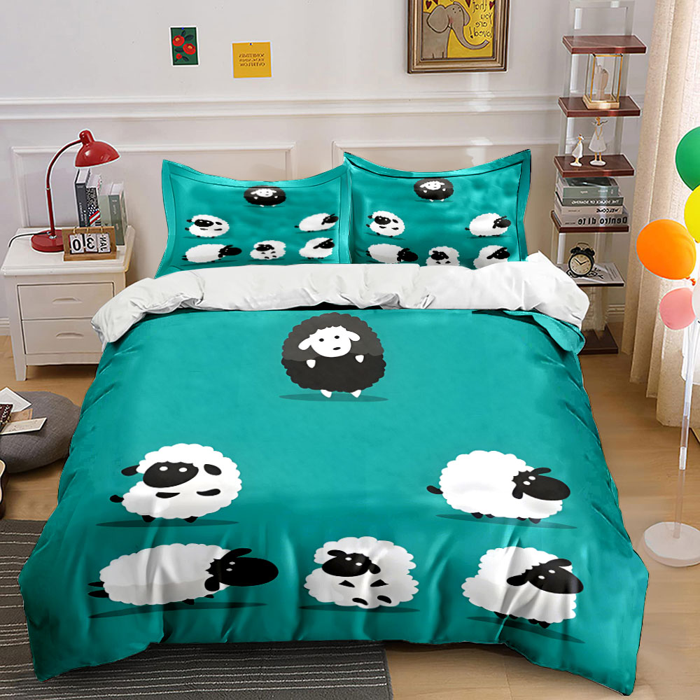 Karikatür koyun ve siyah bir a - Duvet Cover Sets With Zipper incelemesi ve fiyatı