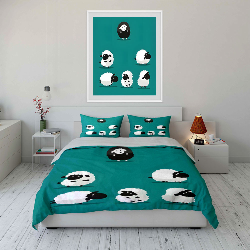 Karikatür koyun ve siyah bir a - Duvet Cover Sets With Zipper incelemesi ve fiyatı